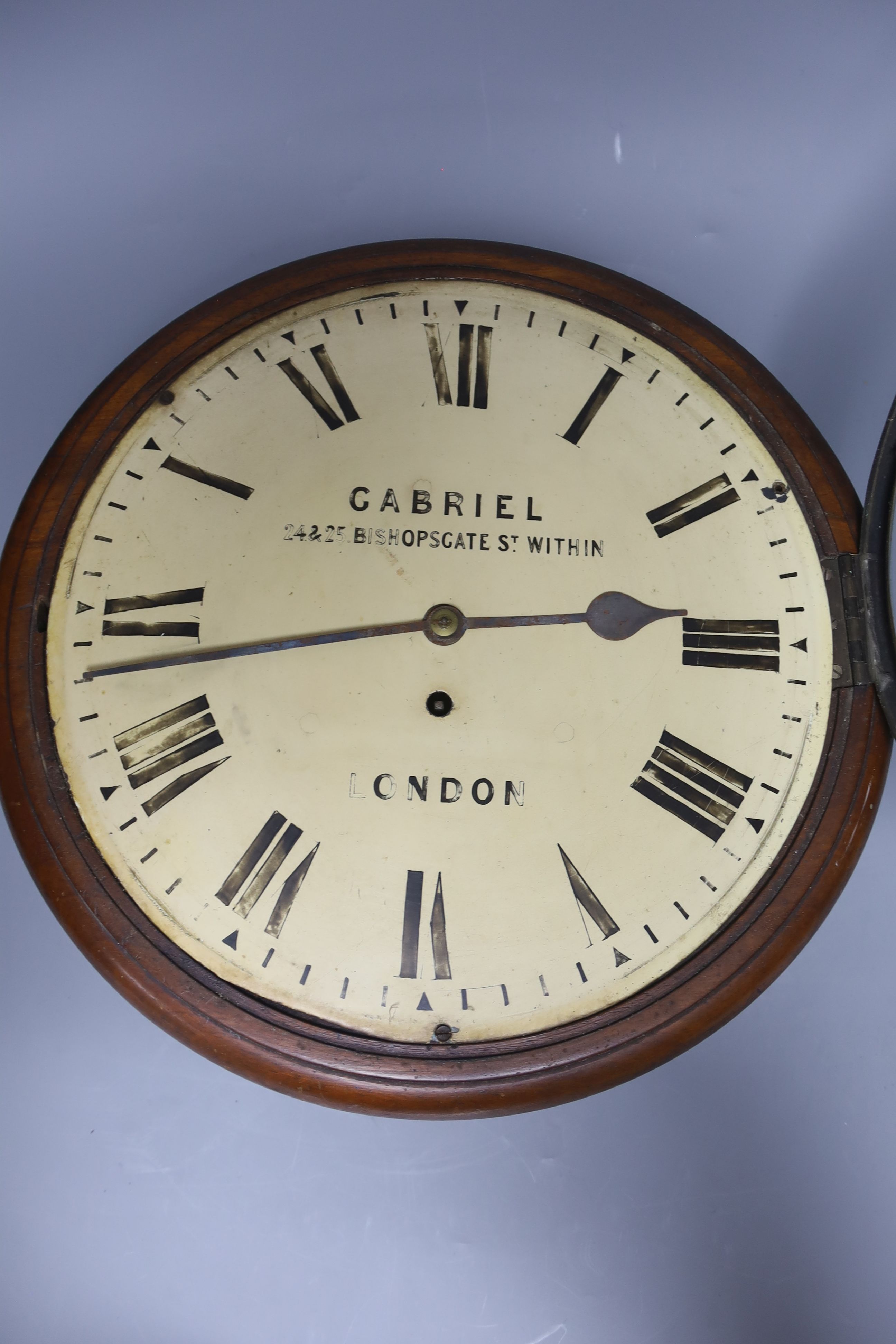 A Victorian Gabriel of London wall clock, single fusee movement